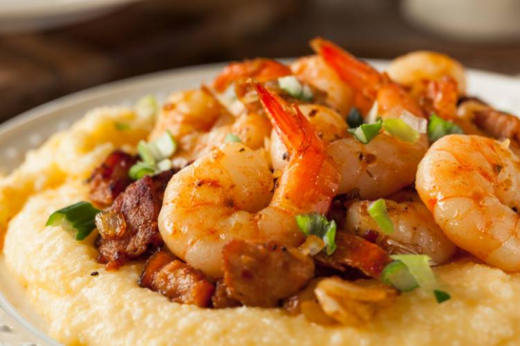 Shrimp and grits at a Port Aransas vacation