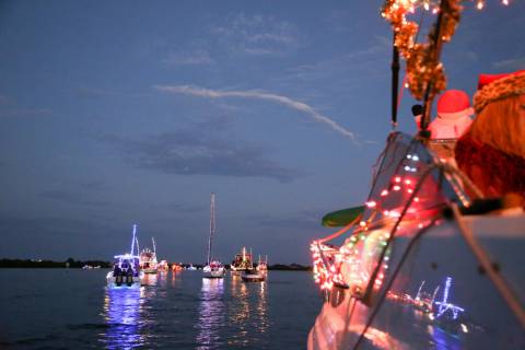 A Christmas boat parade in Port Aransas, TX.