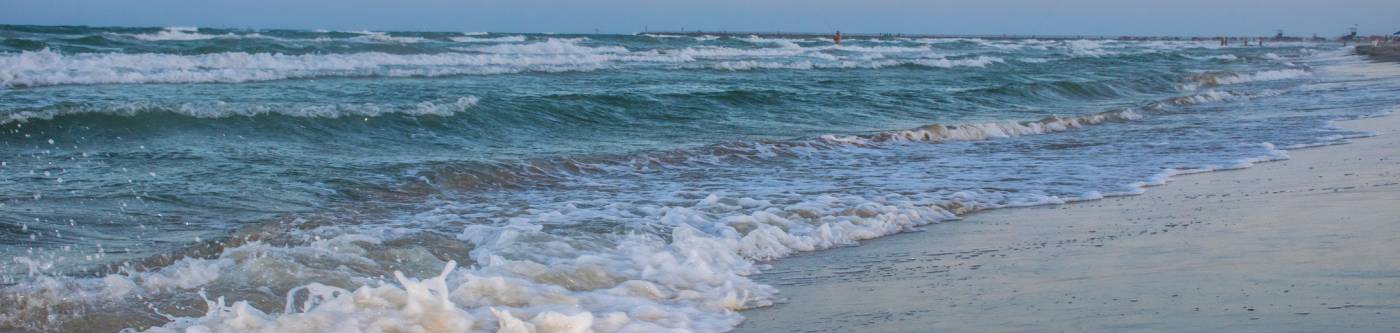 Waves crashing on a Texas beach